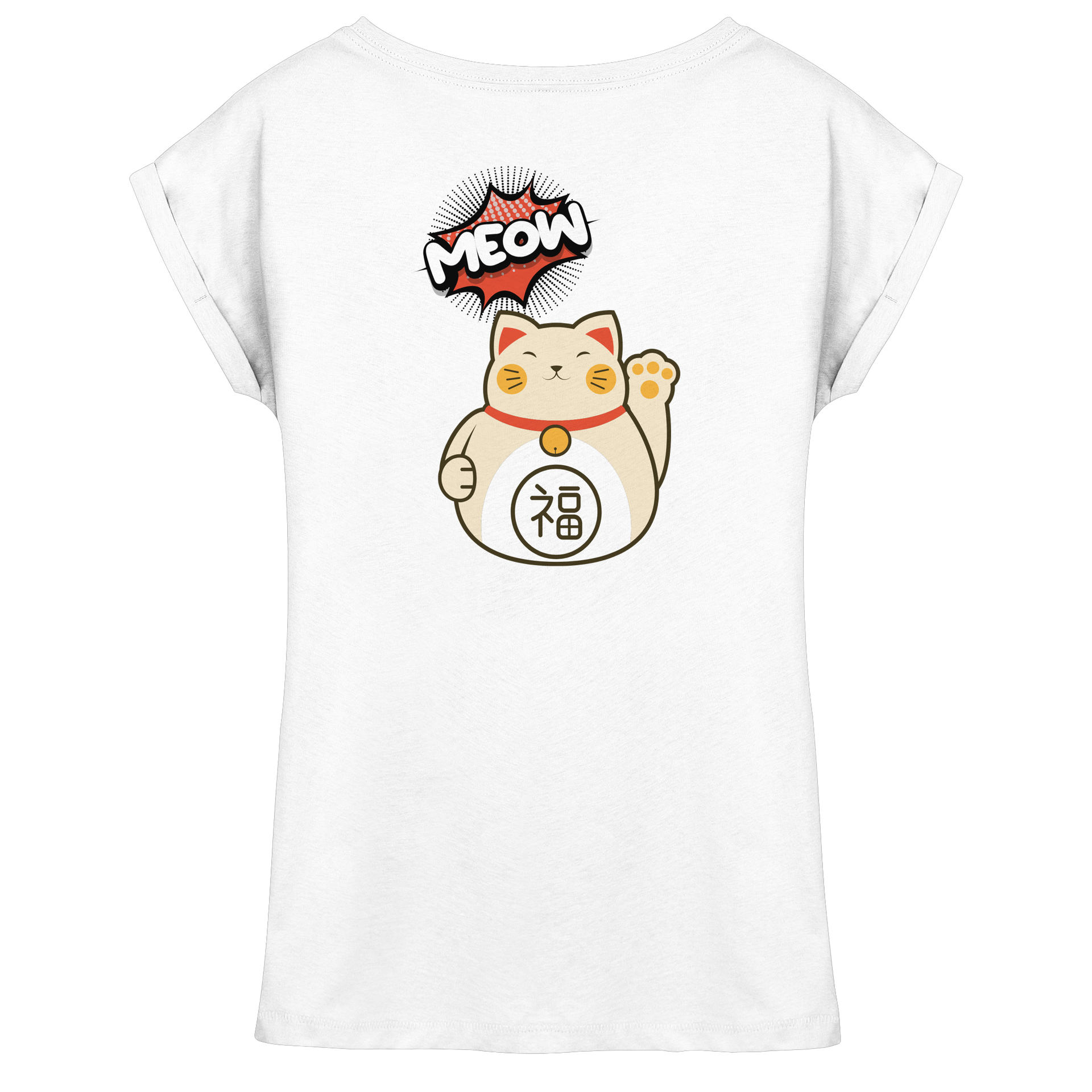 MEOW - Lucky Cat - Womens Extended Shoulder T-Shirt