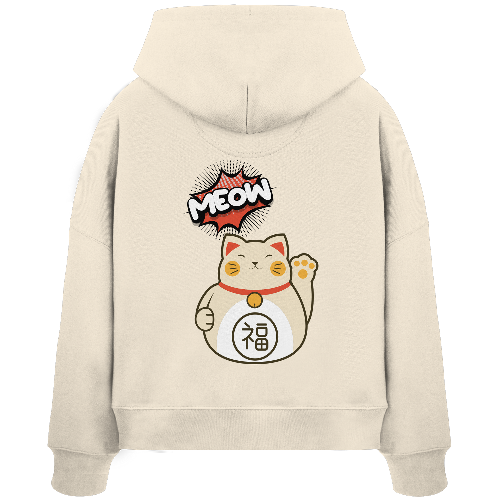 MEOW - Lucky Cat - Womens Organic Boxcut Hoodie