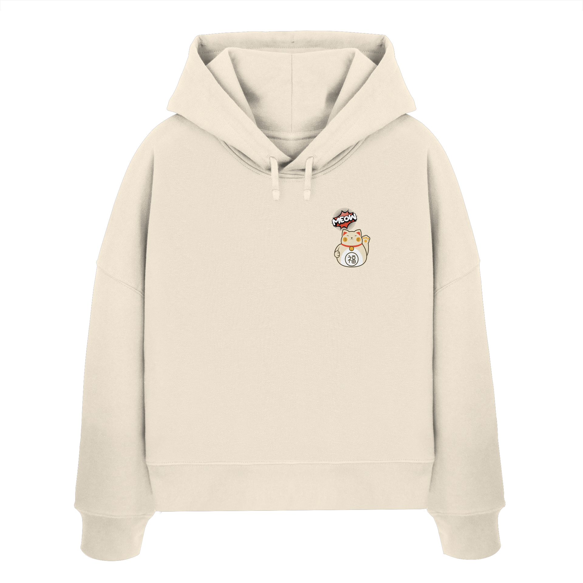 MEOW - Lucky Cat - Womens Organic Boxcut Hoodie