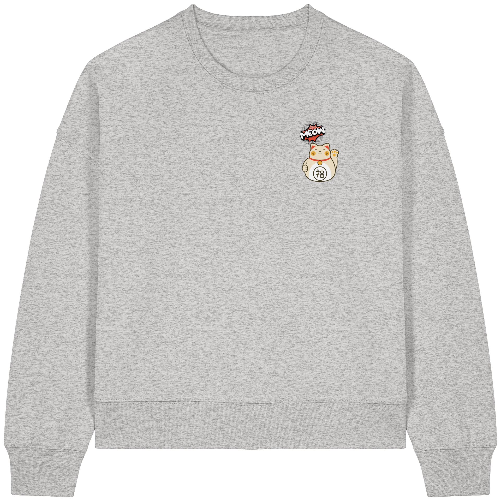 MEOW - Lucky Cat - Womens Organic Boxcut Sweatshirt