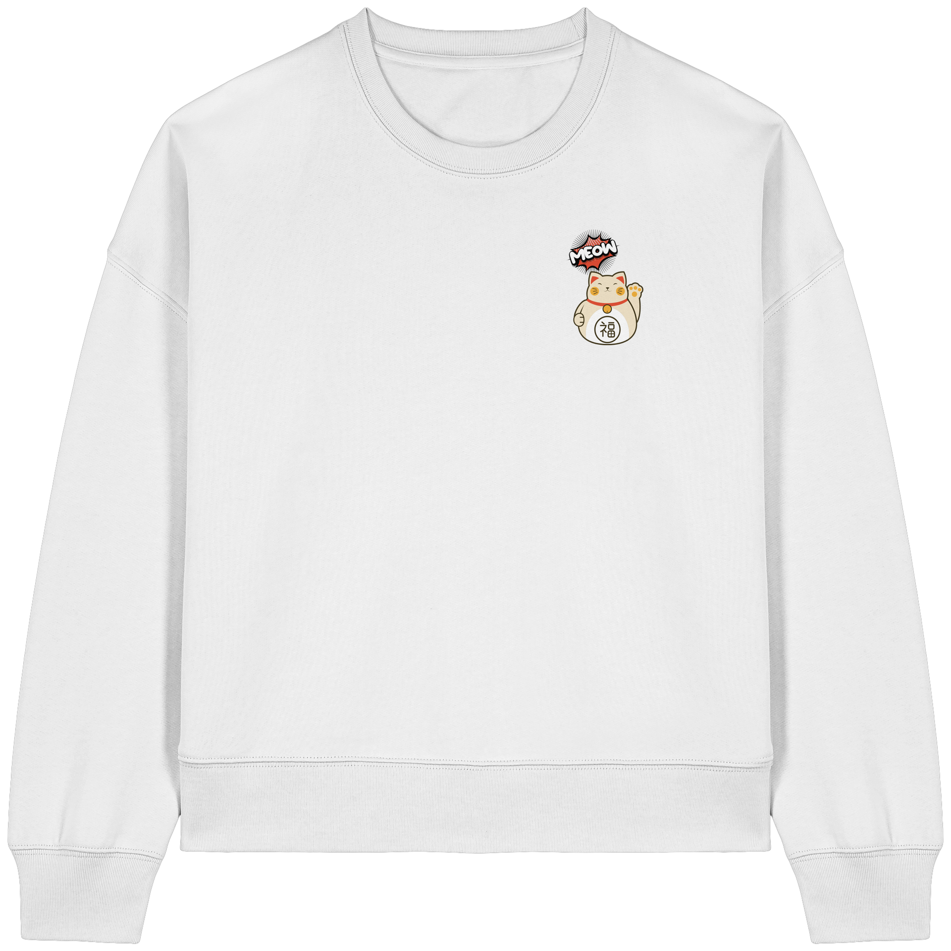 MEOW - Lucky Cat - Womens Organic Boxcut Sweatshirt